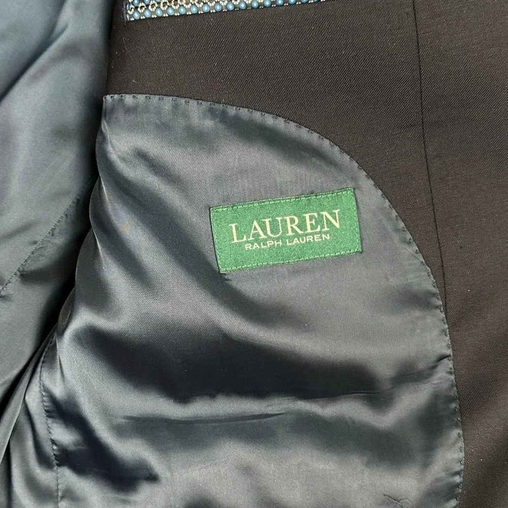 Lauren Ralph Lauren Wool Blend Blazer Mens 44L Navy Blue Preppy Gold Button